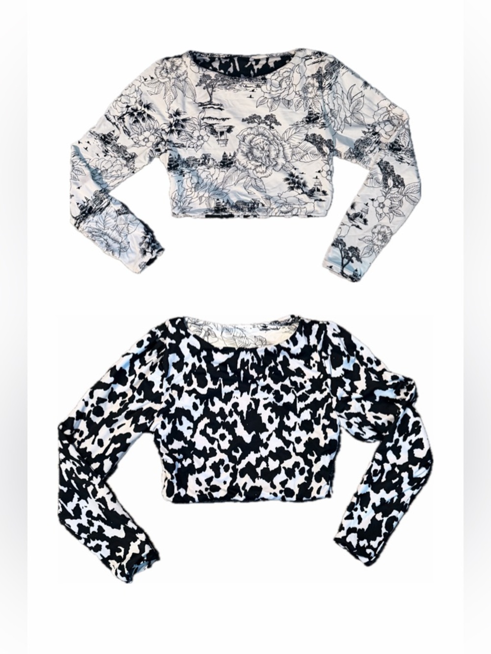 Maaji-SWIM Black&White OR Leopard Reversible Long Sleeve Bikini Top Duo - Picture 2 of 8